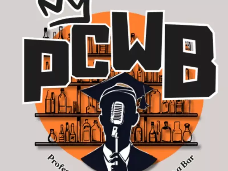 A black silhouette under the letters PCWB over an orange and gray background